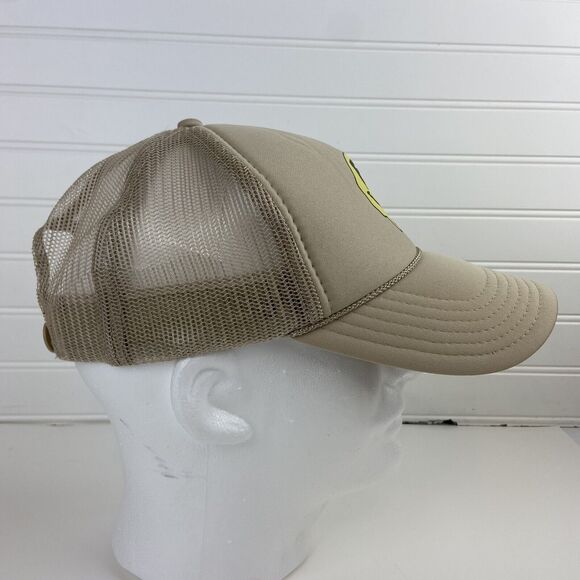 OTTO Melting Smiley Face FR Hat Mesh Snapback Foam Trucker Rope Cap Beige Yellow - Picture 4 of 9